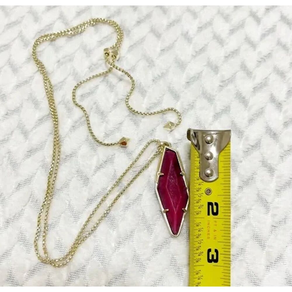 NWOT Kendra Scott Damon Gold Necklace Maroon Jade - Picture 12 of 16